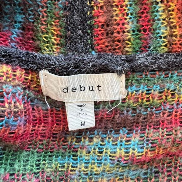 Debut Women's Grey Cardigan with Colorful Tribal Inspired Print. Cozy. Boho. - Picture 6 of 7